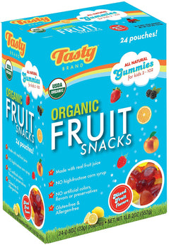 Tasty Brand Organic Fruit Snacks, Mixed Fruit Flavors, 0.8-Ounce Pouches, 24-Count